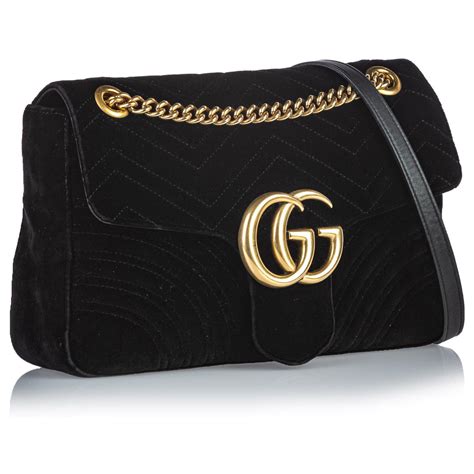 gucci sac velour noir|Gucci leather shoulder bag.